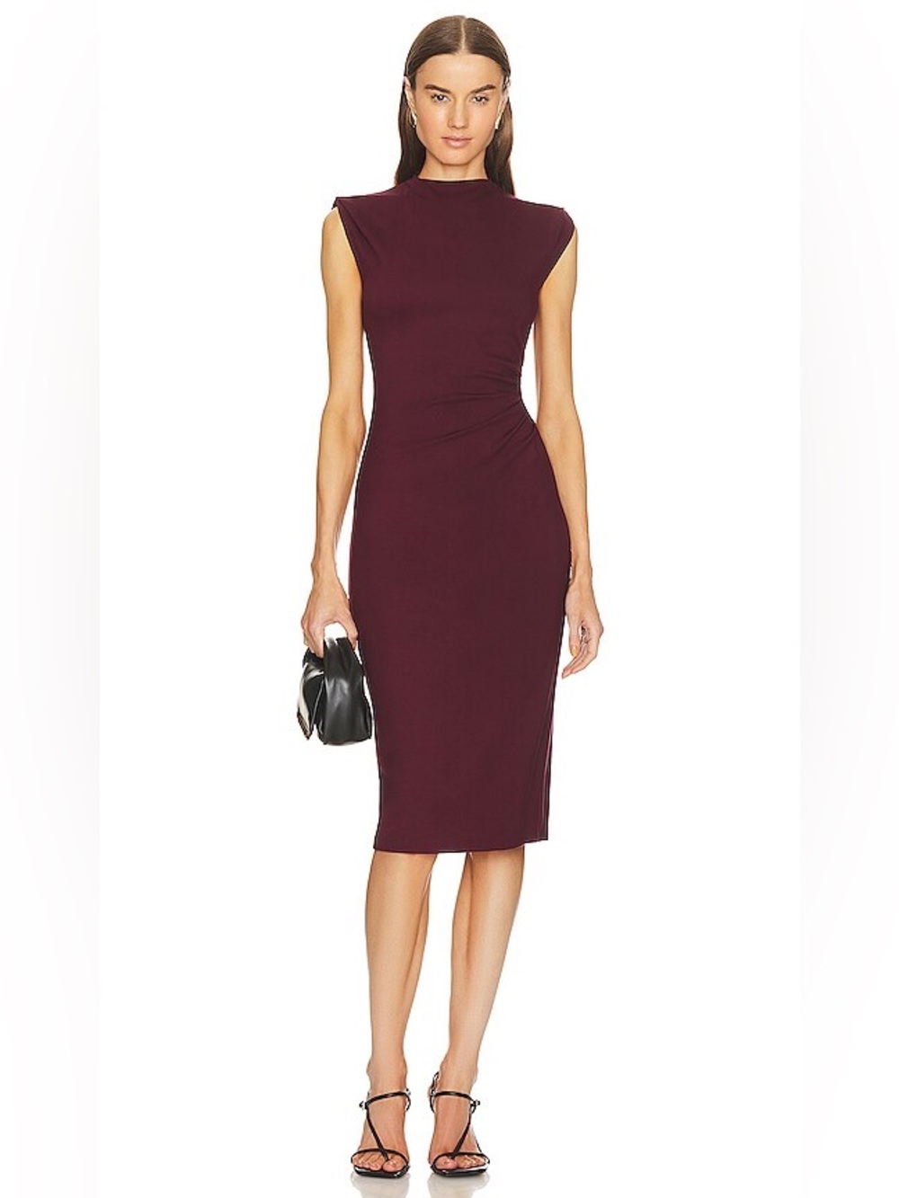 Diane Von Furstenburg Darrius ruched high neck bodycon midi dress size 8